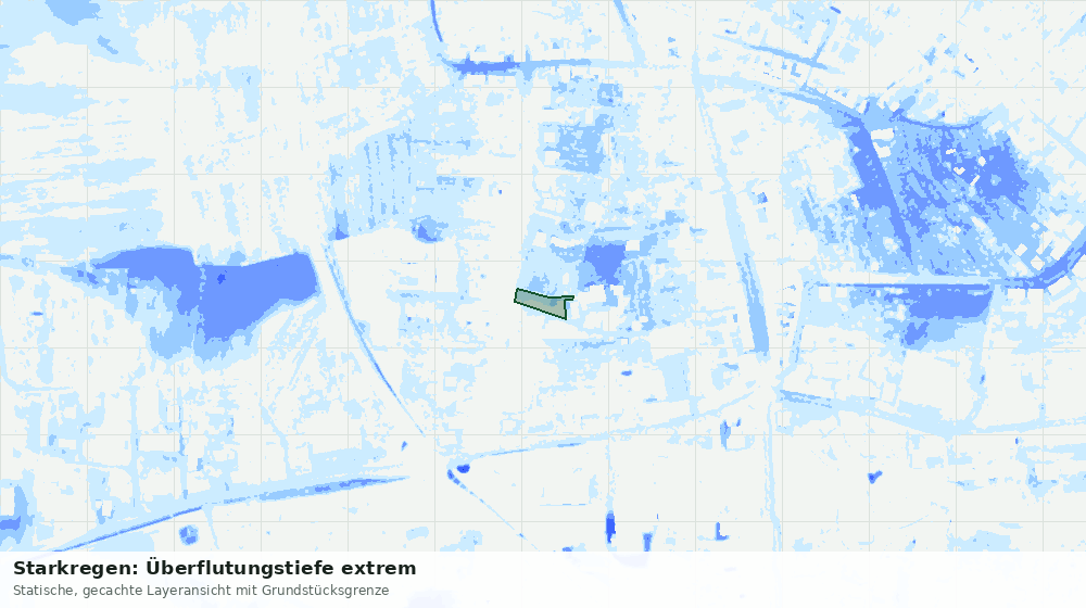 Statische Kartenansicht: Starkregen: Überflutungstiefe extrem