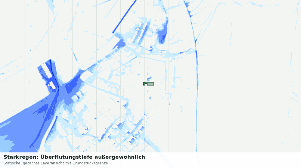 Statische Kartenansicht: Starkregen: Überflutungstiefe außergewöhnlich