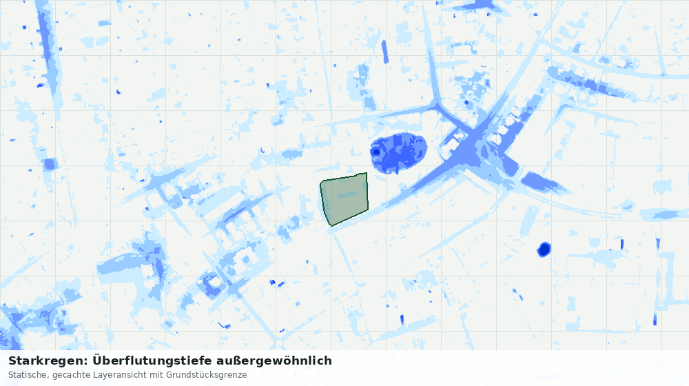 Statische Kartenansicht: Starkregen: Überflutungstiefe außergewöhnlich