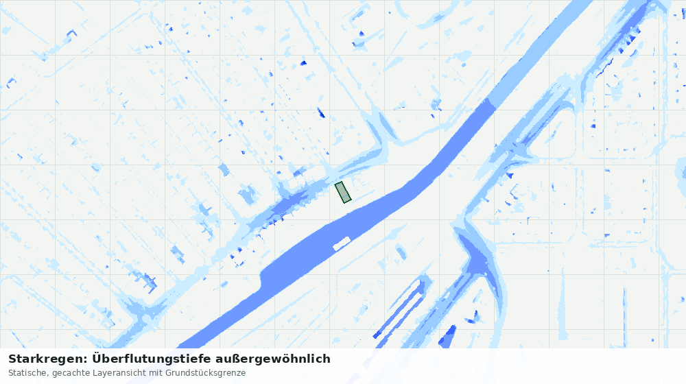 Statische Kartenansicht: Starkregen: Überflutungstiefe außergewöhnlich