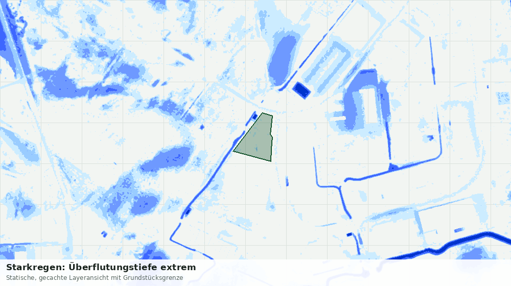 Statische Kartenansicht: Starkregen: Überflutungstiefe extrem