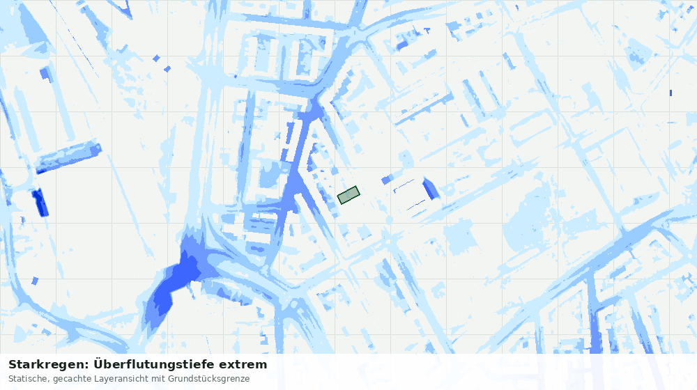 Statische Kartenansicht: Starkregen: Überflutungstiefe extrem