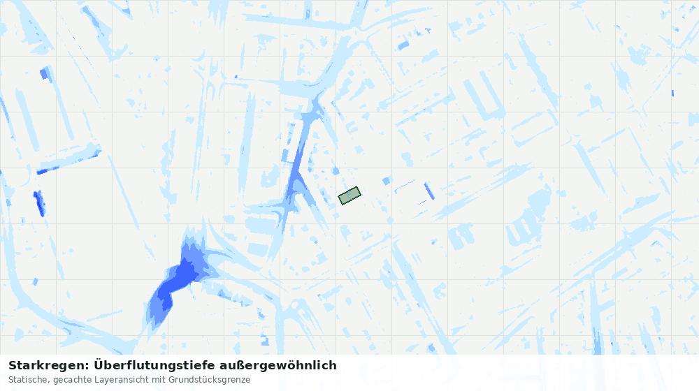 Statische Kartenansicht: Starkregen: Überflutungstiefe außergewöhnlich