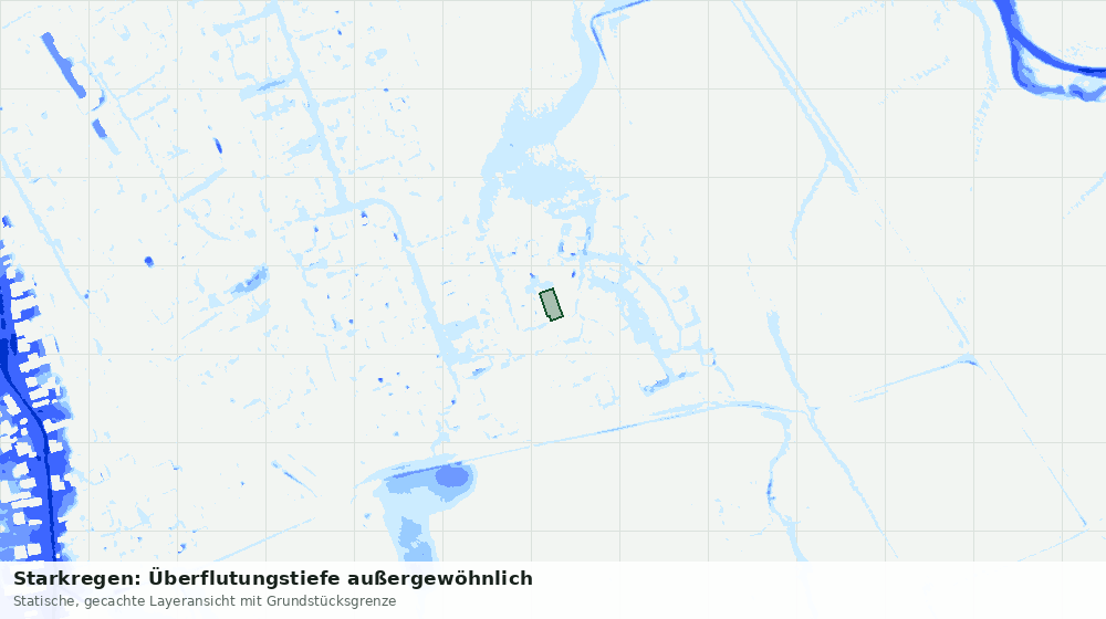 Statische Kartenansicht: Starkregen: Überflutungstiefe außergewöhnlich