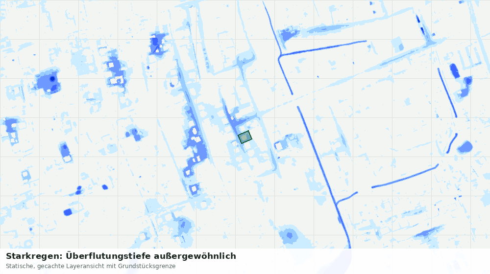 Statische Kartenansicht: Starkregen: Überflutungstiefe außergewöhnlich