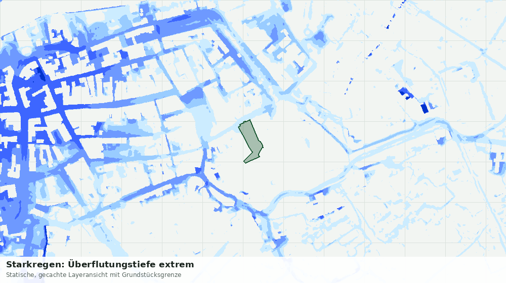 Statische Kartenansicht: Starkregen: Überflutungstiefe extrem