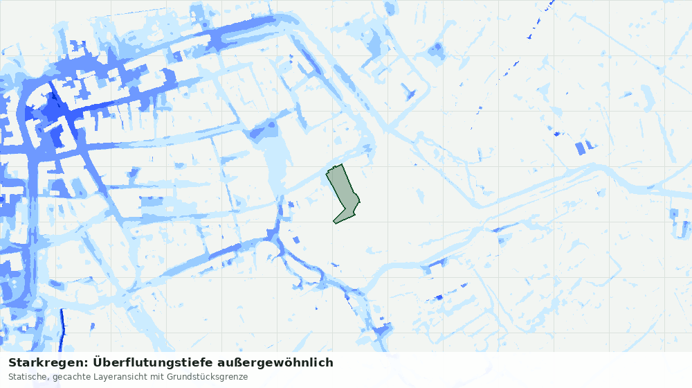 Statische Kartenansicht: Starkregen: Überflutungstiefe außergewöhnlich