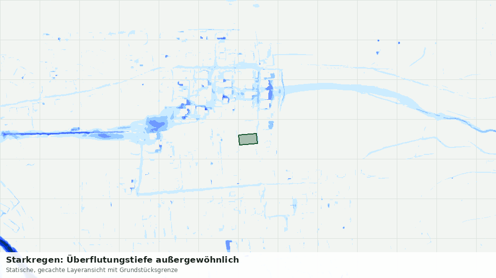 Statische Kartenansicht: Starkregen: Überflutungstiefe außergewöhnlich