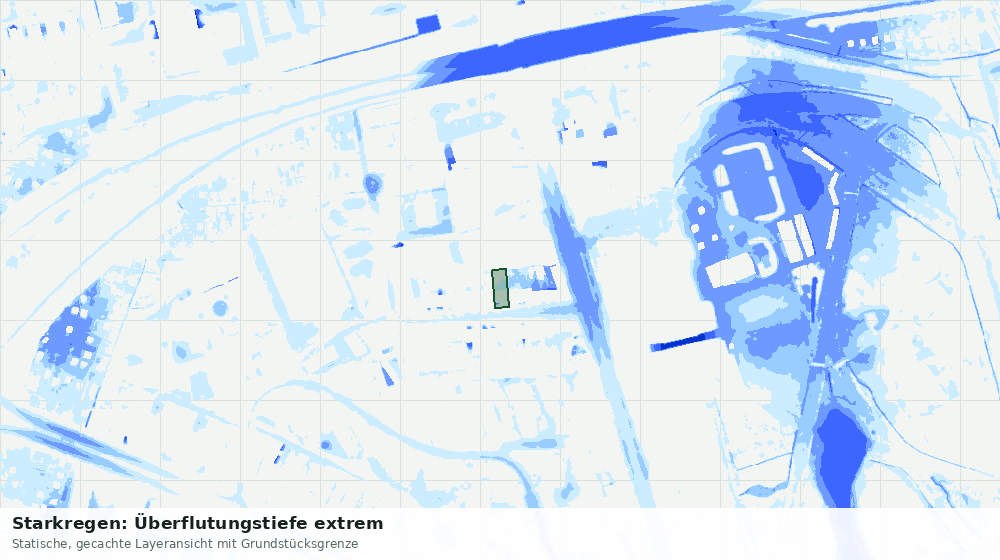 Statische Kartenansicht: Starkregen: Überflutungstiefe extrem