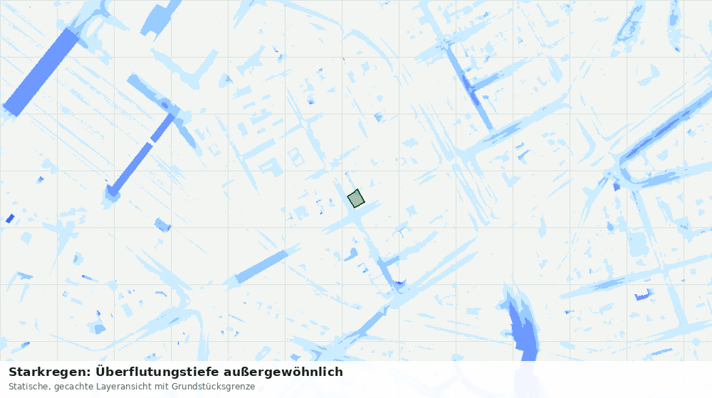 Statische Kartenansicht: Starkregen: Überflutungstiefe außergewöhnlich