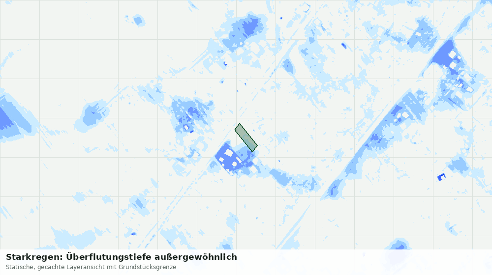 Statische Kartenansicht: Starkregen: Überflutungstiefe außergewöhnlich