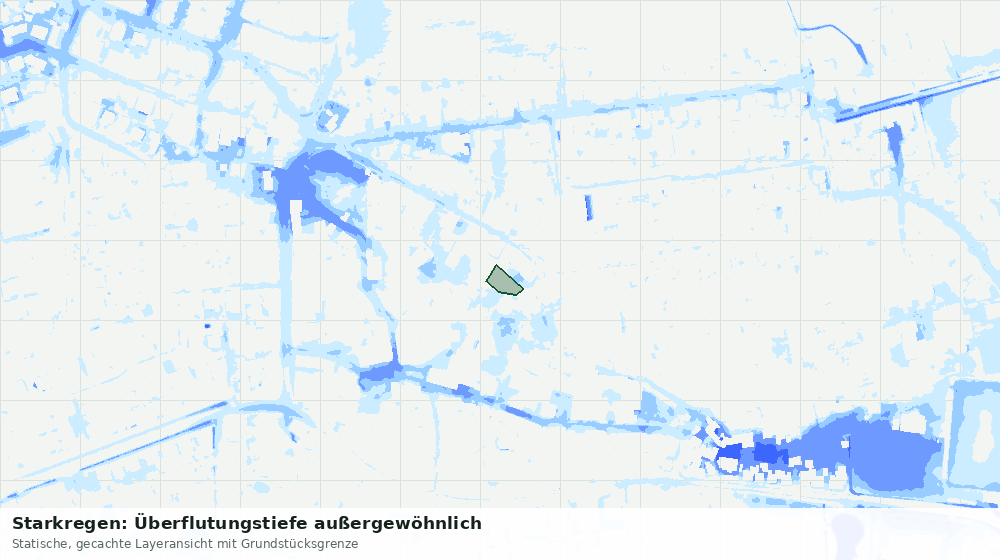 Statische Kartenansicht: Starkregen: Überflutungstiefe außergewöhnlich