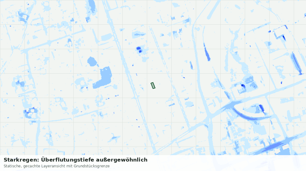 Statische Kartenansicht: Starkregen: Überflutungstiefe außergewöhnlich