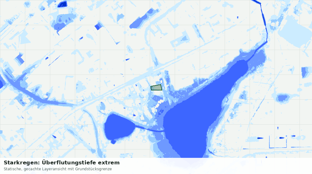 Statische Kartenansicht: Starkregen: Überflutungstiefe extrem