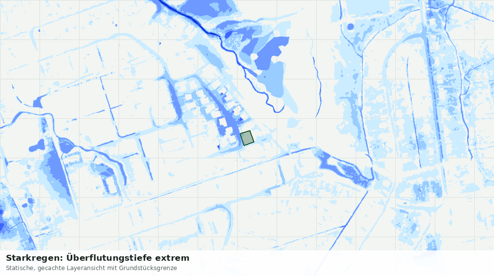 Statische Kartenansicht: Starkregen: Überflutungstiefe extrem