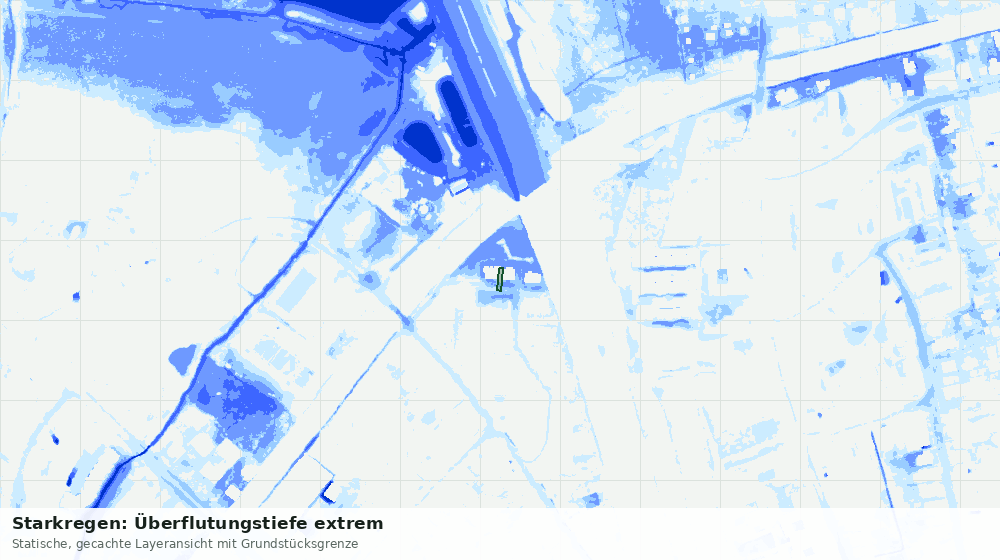 Statische Kartenansicht: Starkregen: Überflutungstiefe extrem