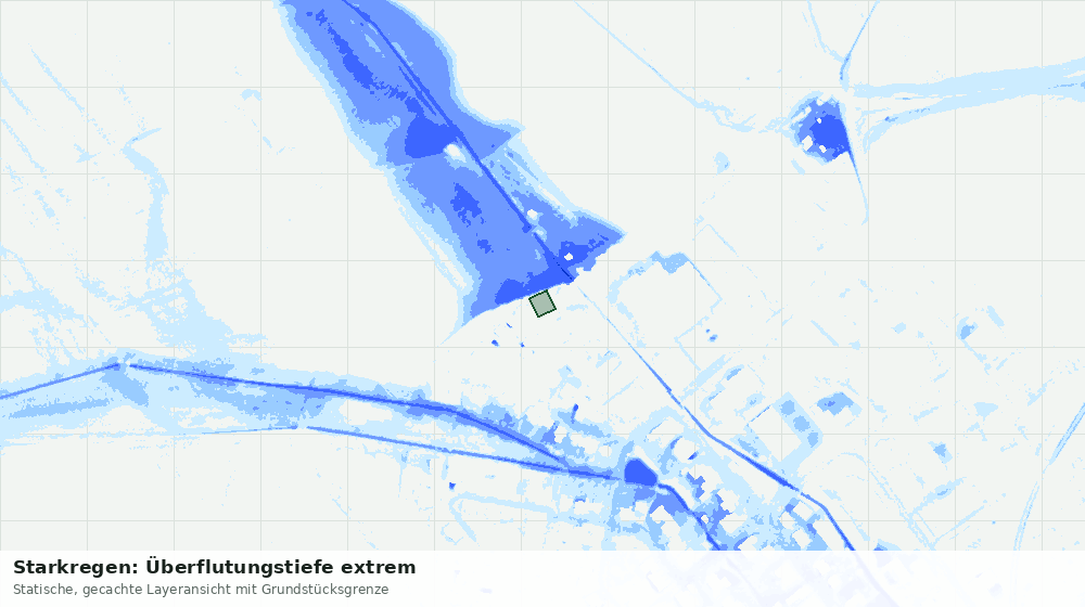 Statische Kartenansicht: Starkregen: Überflutungstiefe extrem