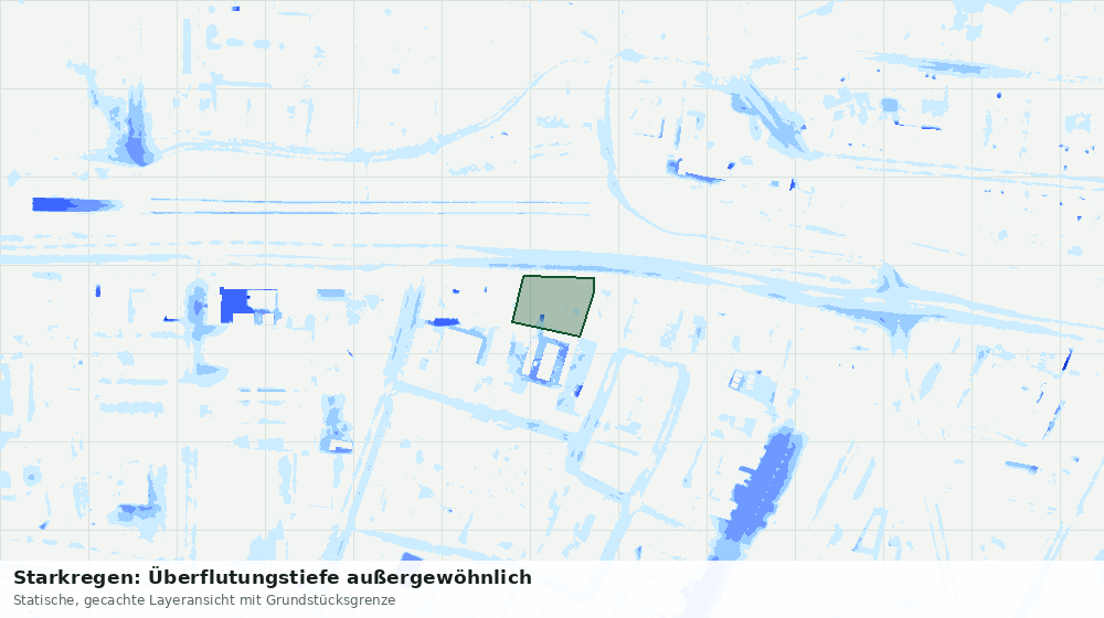 Statische Kartenansicht: Starkregen: Überflutungstiefe außergewöhnlich