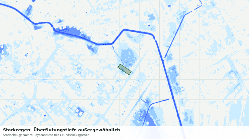 Statische Kartenansicht: Starkregen: Überflutungstiefe außergewöhnlich