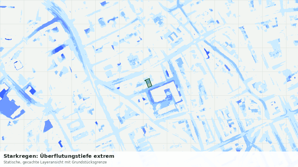 Statische Kartenansicht: Starkregen: Überflutungstiefe extrem