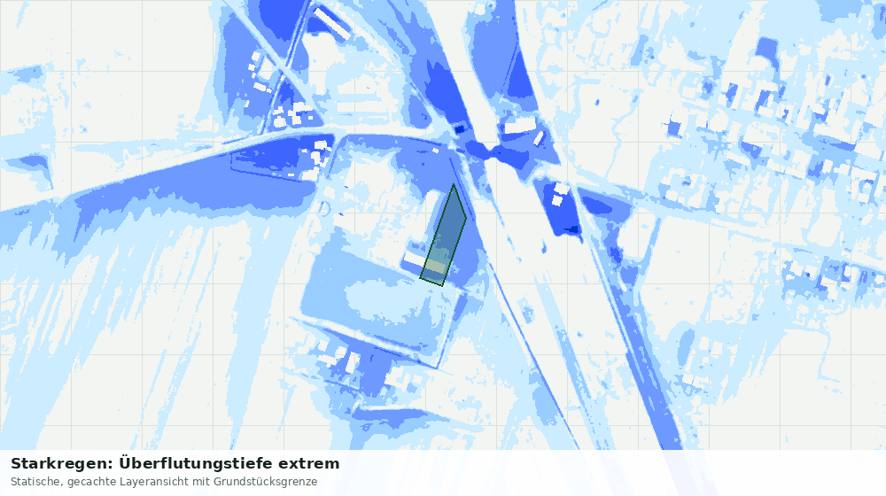 Statische Kartenansicht: Starkregen: Überflutungstiefe extrem