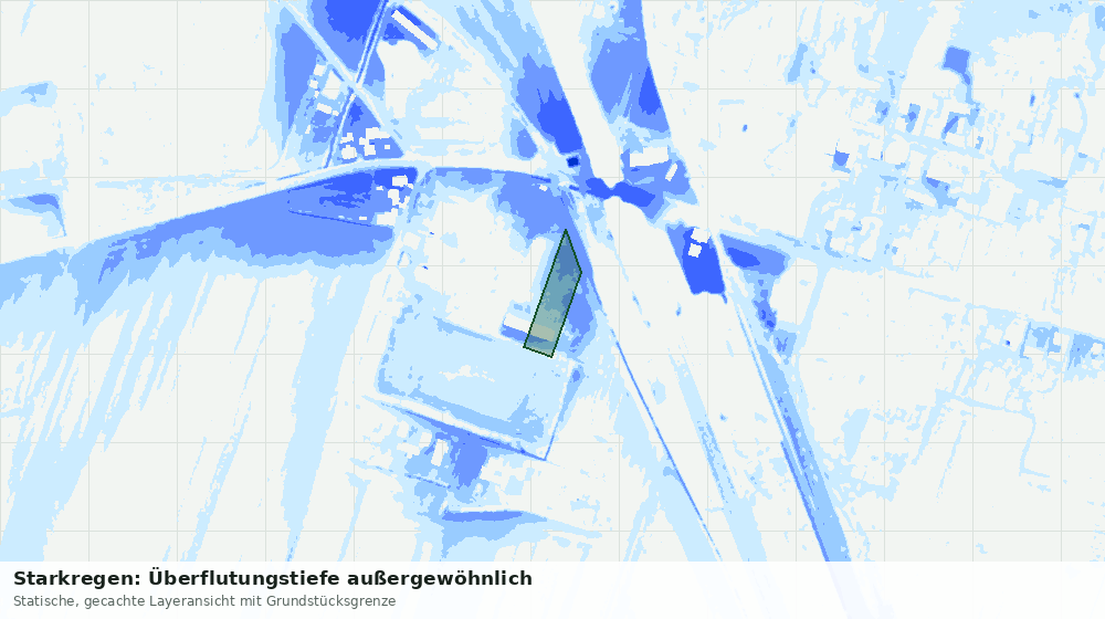 Statische Kartenansicht: Starkregen: Überflutungstiefe außergewöhnlich