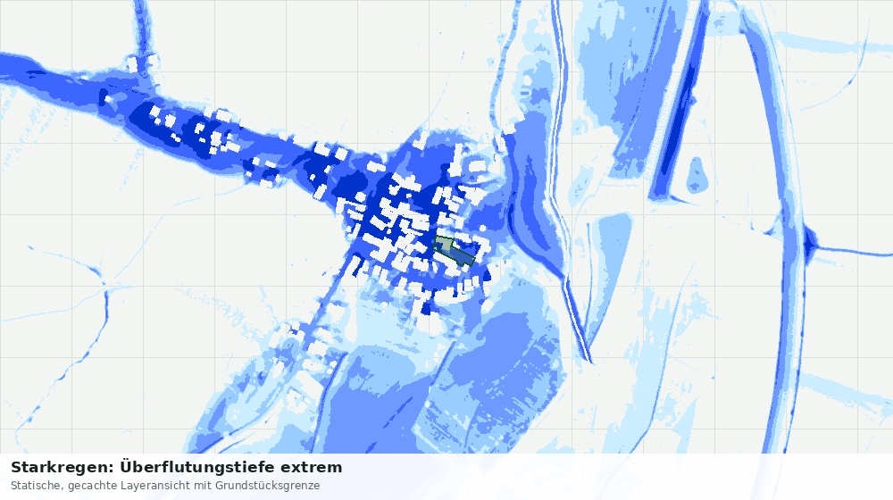 Statische Kartenansicht: Starkregen: Überflutungstiefe extrem