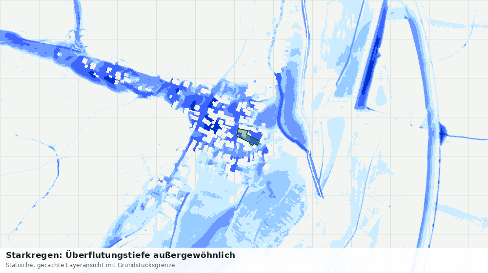 Statische Kartenansicht: Starkregen: Überflutungstiefe außergewöhnlich