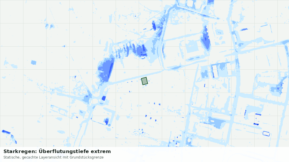 Statische Kartenansicht: Starkregen: Überflutungstiefe extrem