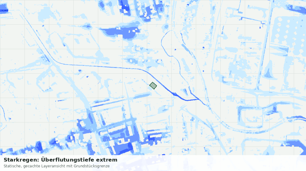 Statische Kartenansicht: Starkregen: Überflutungstiefe extrem