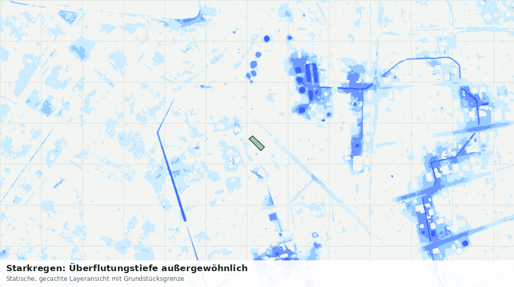 Statische Kartenansicht: Starkregen: Überflutungstiefe außergewöhnlich