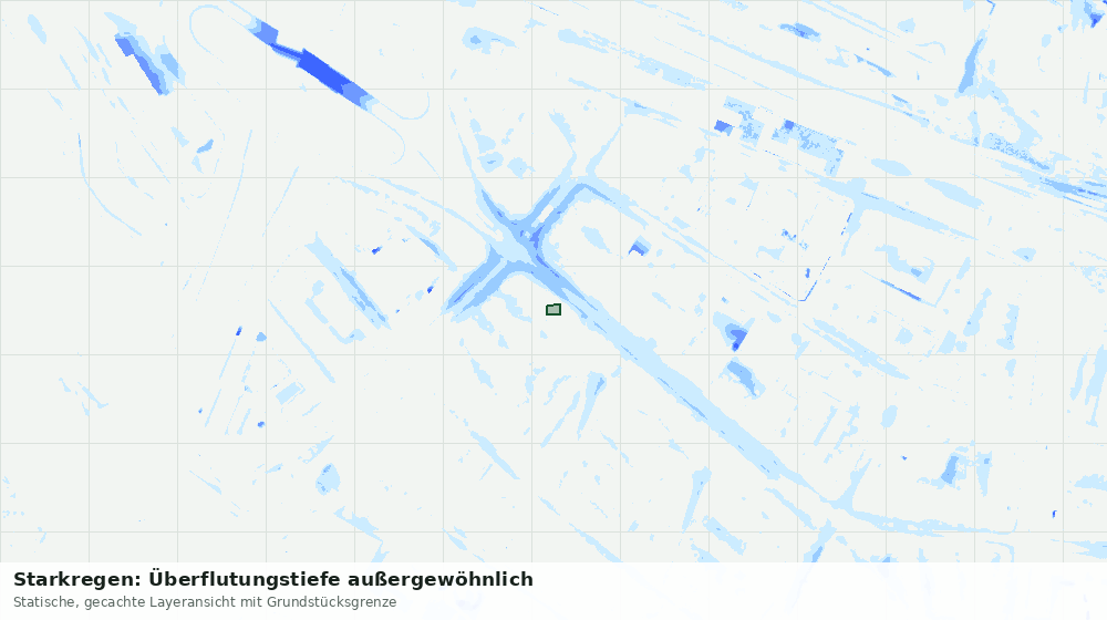 Statische Kartenansicht: Starkregen: Überflutungstiefe außergewöhnlich