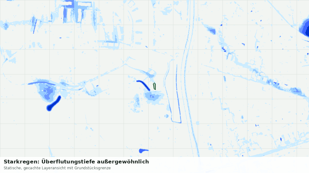 Statische Kartenansicht: Starkregen: Überflutungstiefe außergewöhnlich