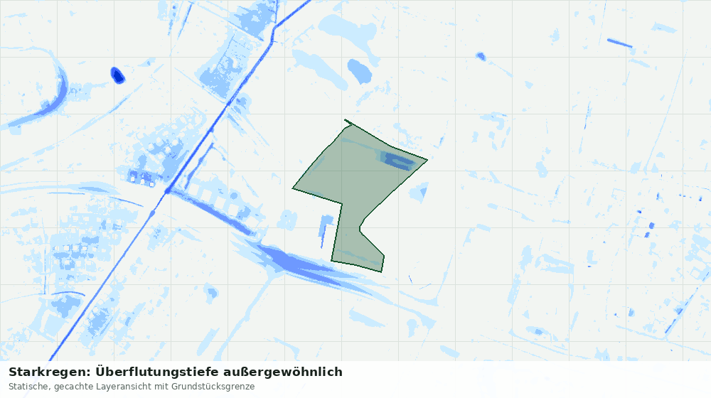 Statische Kartenansicht: Starkregen: Überflutungstiefe außergewöhnlich