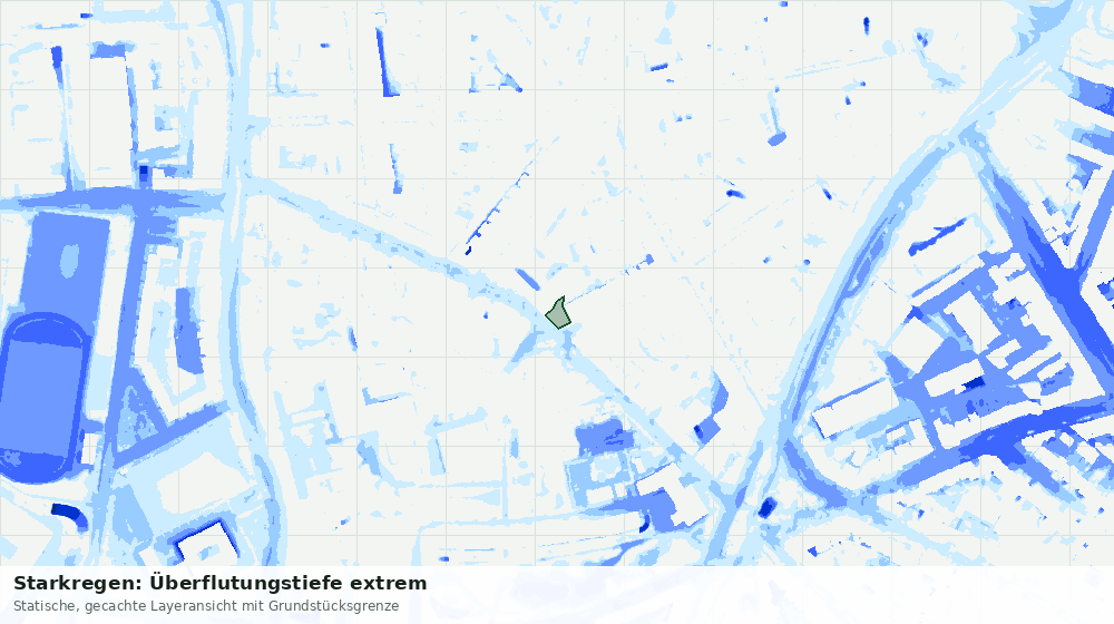 Statische Kartenansicht: Starkregen: Überflutungstiefe extrem