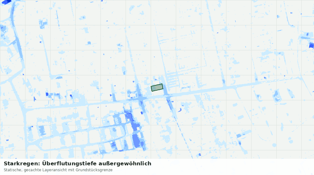 Statische Kartenansicht: Starkregen: Überflutungstiefe außergewöhnlich