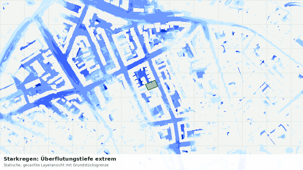 Statische Kartenansicht: Starkregen: Überflutungstiefe extrem