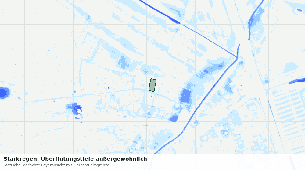 Statische Kartenansicht: Starkregen: Überflutungstiefe außergewöhnlich