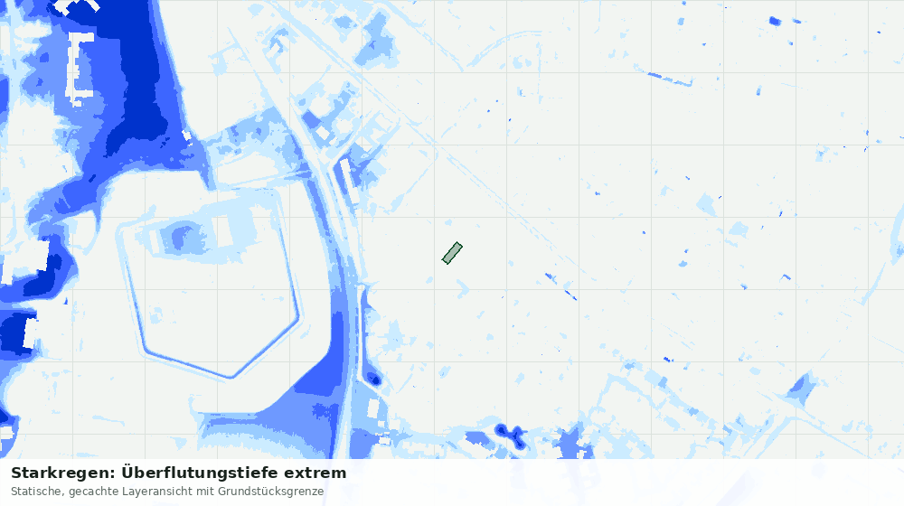 Statische Kartenansicht: Starkregen: Überflutungstiefe extrem