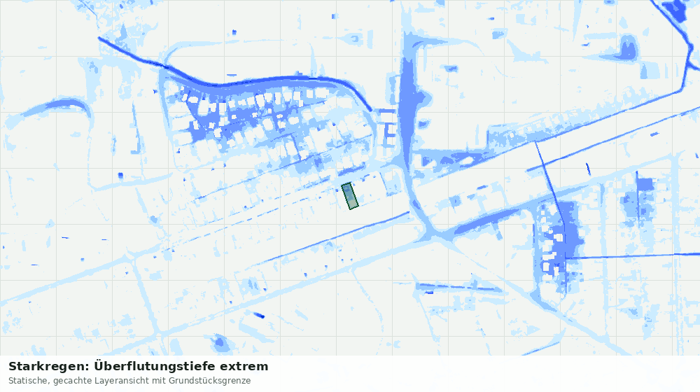 Statische Kartenansicht: Starkregen: Überflutungstiefe extrem