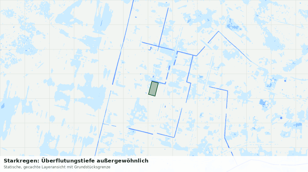 Statische Kartenansicht: Starkregen: Überflutungstiefe außergewöhnlich