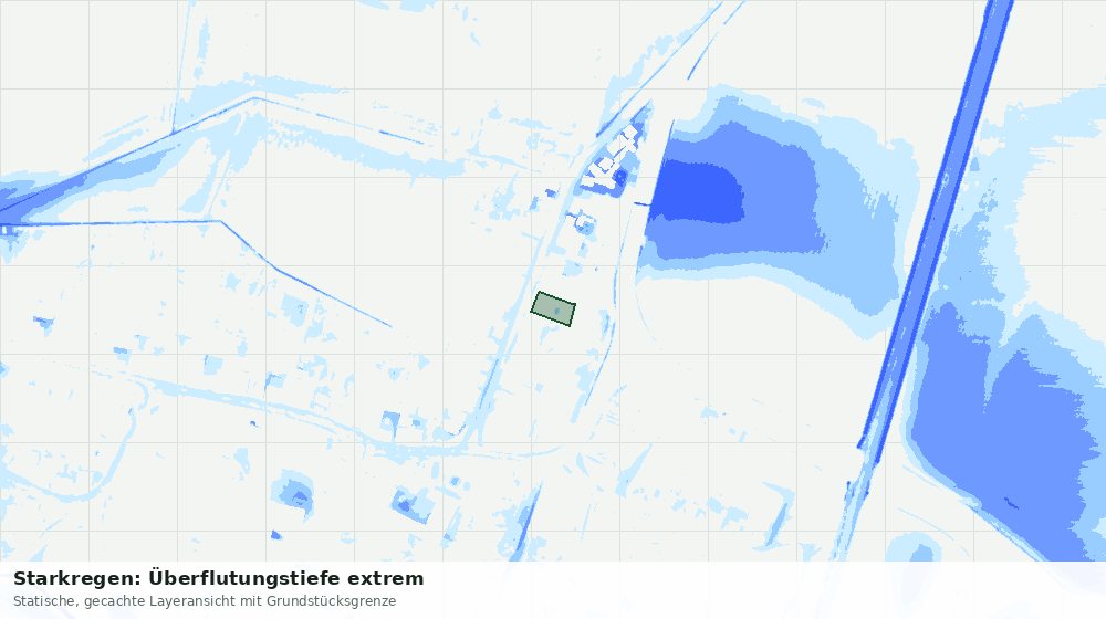 Statische Kartenansicht: Starkregen: Überflutungstiefe extrem