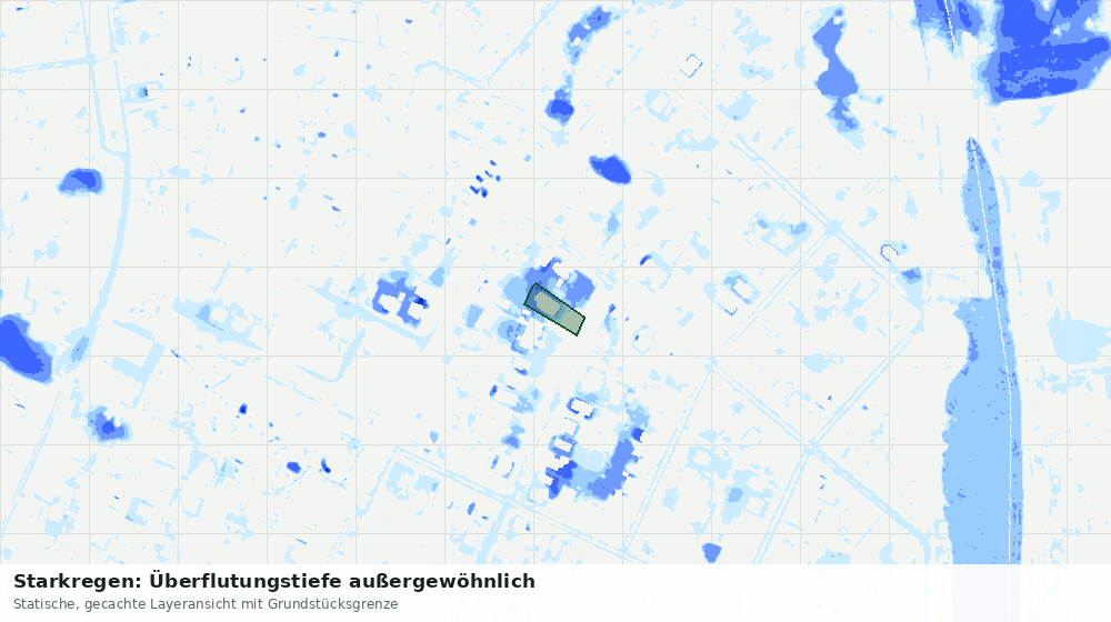 Statische Kartenansicht: Starkregen: Überflutungstiefe außergewöhnlich