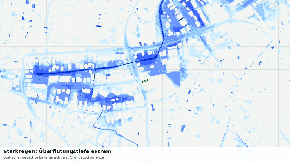 Statische Kartenansicht: Starkregen: Überflutungstiefe extrem