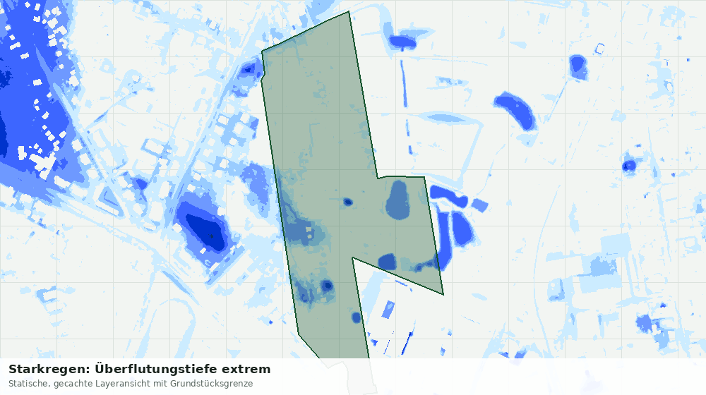 Statische Kartenansicht: Starkregen: Überflutungstiefe extrem