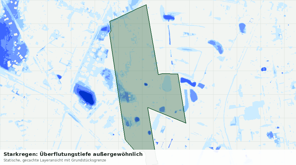 Statische Kartenansicht: Starkregen: Überflutungstiefe außergewöhnlich