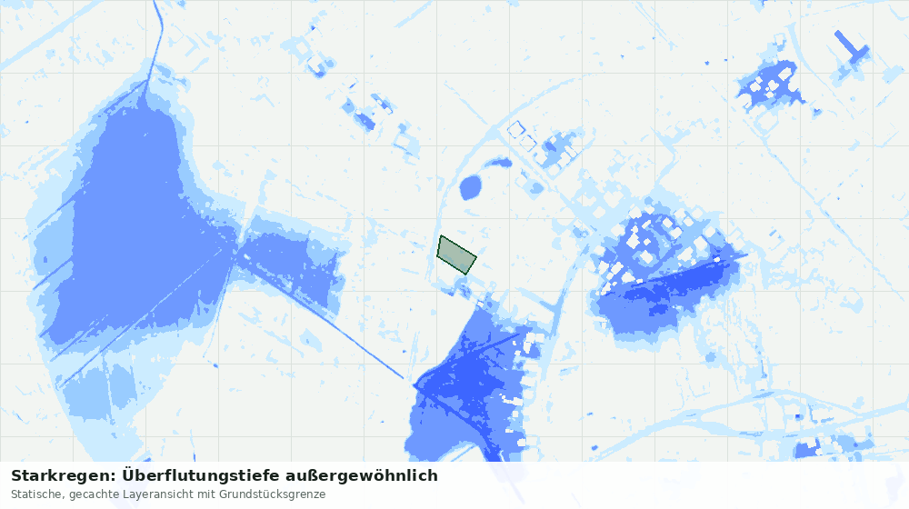 Statische Kartenansicht: Starkregen: Überflutungstiefe außergewöhnlich