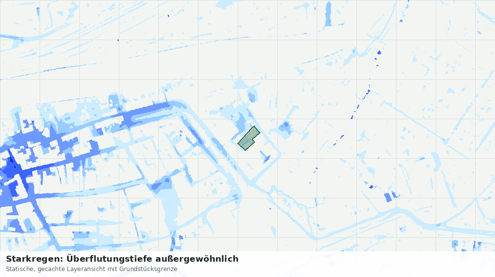 Statische Kartenansicht: Starkregen: Überflutungstiefe außergewöhnlich