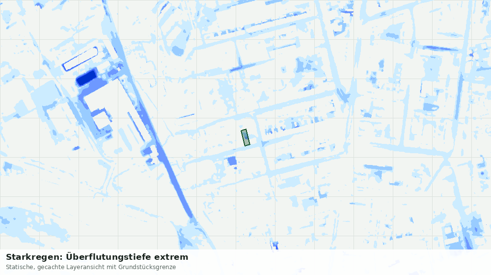 Statische Kartenansicht: Starkregen: Überflutungstiefe extrem