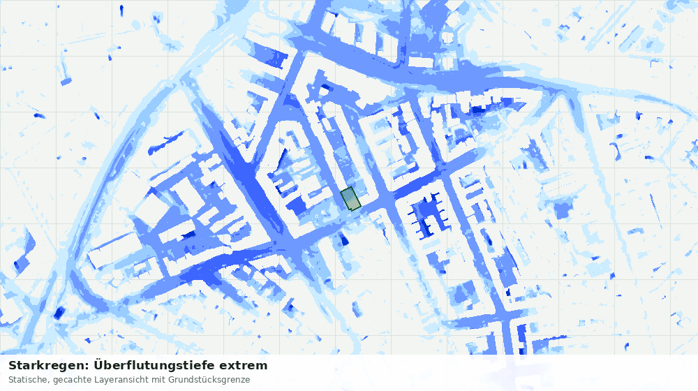 Statische Kartenansicht: Starkregen: Überflutungstiefe extrem